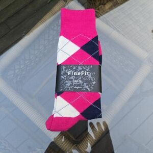 Fine Fit- Women's- Pink Argyle Dress Socks- Size 10-13